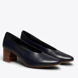 MiMaO ShopOnline URBAN STYLE- Chaussures Pour Femme à Talon En Bois BLEU MARINE soldes pas cher 11