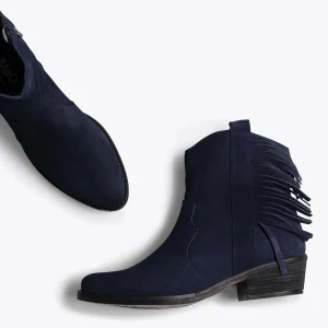 fashioniable MiMaO ShopOnline BOHO- Bottines BLEU MARINE Style Cowboy Avec Franges 13