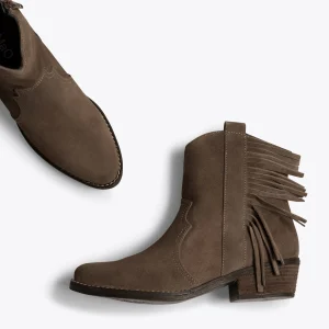 MiMaO ShopOnline BOHO- Bottines TAUPE Style Cowboy Avec Franges vente à bas prix 13