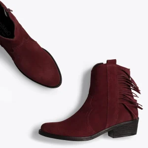 MiMaO ShopOnline BOHO- Bottines GRENAT Style Cowboy Avec Franges boutique en ligne 13