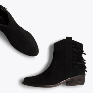 site en ligne MiMaO ShopOnline BOHO- Bottines NOIR Style Cowboy Avec Franges 13