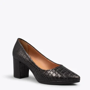 MiMaO ShopOnline URBAN S CROCO – Chaussures à Talon Imprimé Crocodile NOIR design à la mode 15