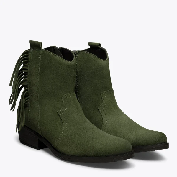 MiMaO ShopOnline BOHO- Bottines VERT Style Cowboy Avec Franges marque pas cher en ligne 3