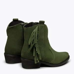 MiMaO ShopOnline BOHO- Bottines VERT Style Cowboy Avec Franges marque pas cher en ligne 15