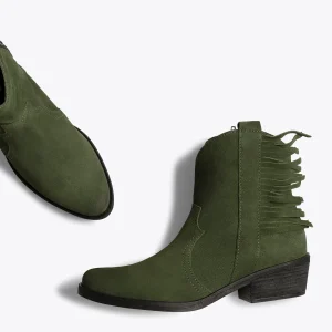 MiMaO ShopOnline BOHO- Bottines VERT Style Cowboy Avec Franges marque pas cher en ligne 13