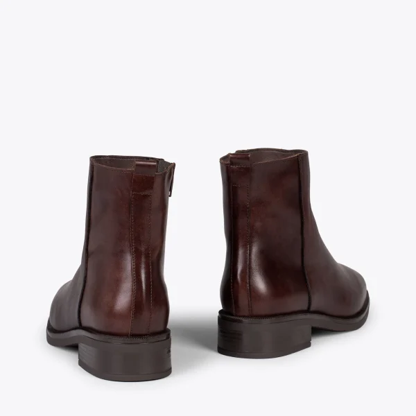 MiMaO ShopOnline MANCHESTER – Bottines Plates Avec Zip MARRON en vente 4