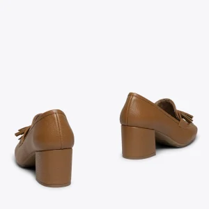 MiMaO ShopOnline OFFICE – Mocassin Pour Femmes CAMEL Avec Talon garantie de qualité 13