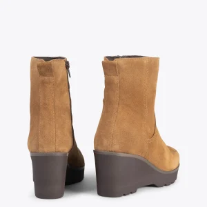 achat pas cher MiMaO ShopOnline JEANS – Bottines Mi-mollet Avec Plateforme CAMEL 13