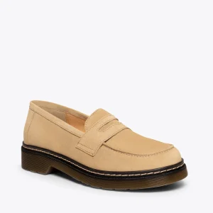 belle MiMaO ShopOnline BRIXTON – Mocassin Cuir BEIGE Avec Détail En Forme De Masque 18