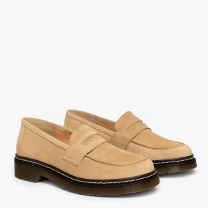 belle MiMaO ShopOnline BRIXTON – Mocassin Cuir BEIGE Avec Détail En Forme De Masque 12