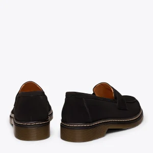 grande qualité MiMaO ShopOnline BRIXTON – Mocassin Cuir NOIR Avec Détail En Forme De Masque 16