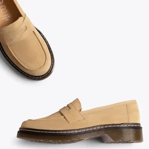 belle MiMaO ShopOnline BRIXTON – Mocassin Cuir BEIGE Avec Détail En Forme De Masque 14