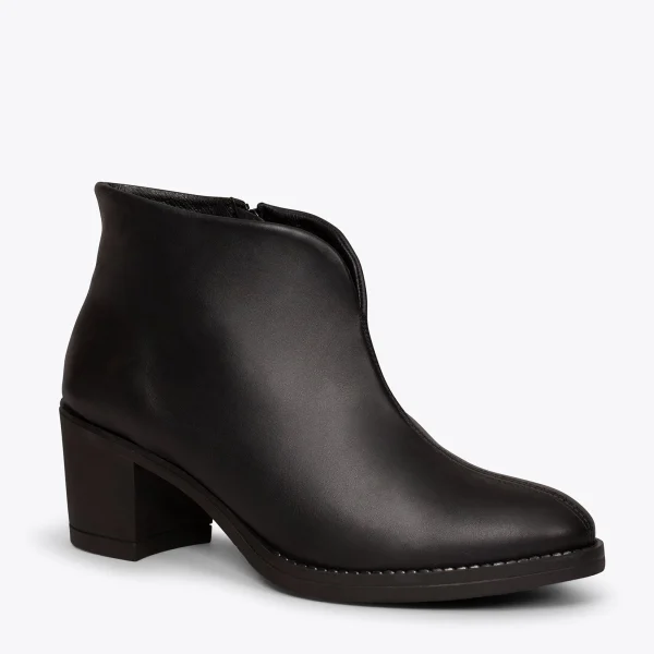 MiMaO ShopOnline BASIC – Bottines NOIR Basiques à Talon Large Et Décolleté En V nouvelle saison 5