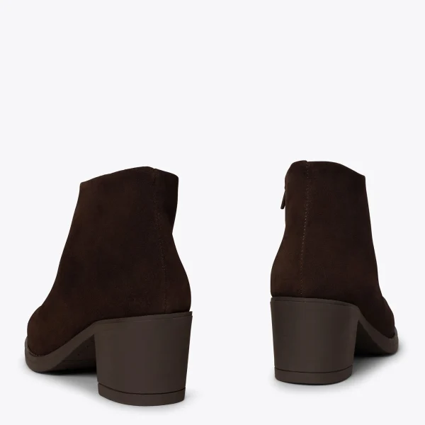 Distributeur Officiel MiMaO ShopOnline BASIC – Bottines MARRON Basiques à Talon Large Et Décolleté En V 4