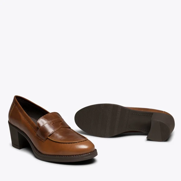 jusqu'à MiMaO ShopOnline MOKKA – Mocassin MARRON Pour Femme à Talon 7