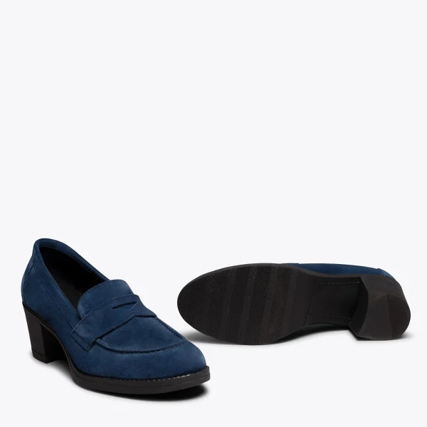 à prix d'occasion MiMaO ShopOnline MOKKA – Mocassin BLEU Pour Femme à Talon 7