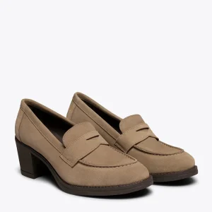 magasin MiMaO ShopOnline MOKKA – Mocassin TAUPE Pour Femme à Talon 12