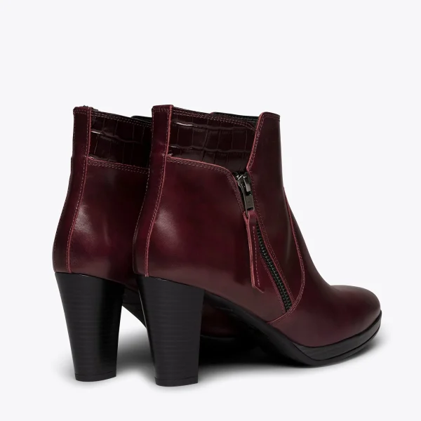 MiMaO ShopOnline COCO – Bottine à Talon BORDEAUX à Fermeture éclair fashioniable 4