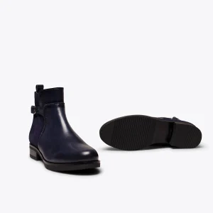 MiMaO ShopOnline DUO – Bottines Plates BLEU MARINE Avec Cuir Combiné Top ventes 16