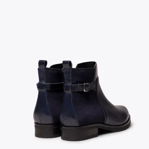 MiMaO ShopOnline DUO – Bottines Plates BLEU MARINE Avec Cuir Combiné Top ventes 14