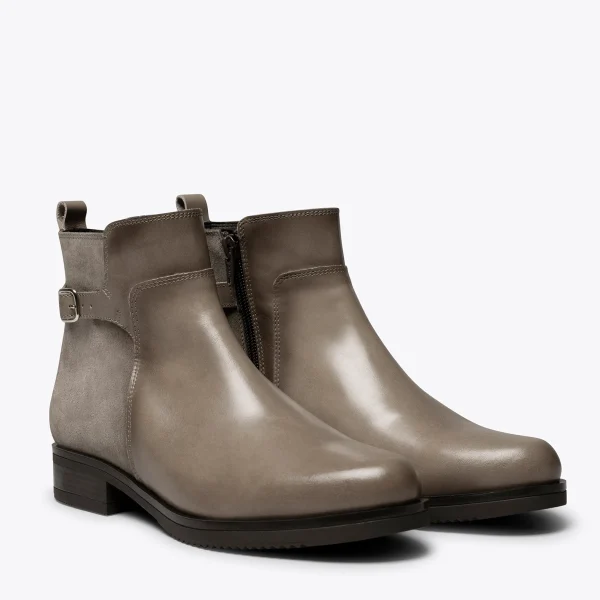 REMISE allant MiMaO ShopOnline DUO – Bottines Plates TAUPE Avec Cuir Combiné 3