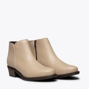 MiMaO ShopOnline BASIC – Bottine En Cuir BEIGE à Talon Bas authentiques 10