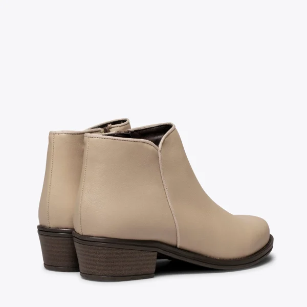 MiMaO ShopOnline BASIC – Bottine En Cuir BEIGE à Talon Bas authentiques 5