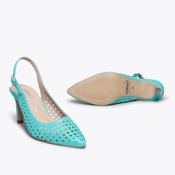 MiMaO ShopOnline AJOURÉ- Chaussure Talon Ouvert TURQUOISE à Petits Trous magasin paris 6