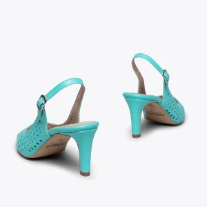 MiMaO ShopOnline AJOURÉ- Chaussure Talon Ouvert TURQUOISE à Petits Trous magasin paris 15