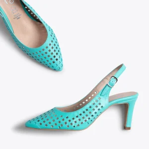 MiMaO ShopOnline AJOURÉ- Chaussure Talon Ouvert TURQUOISE à Petits Trous magasin paris 13