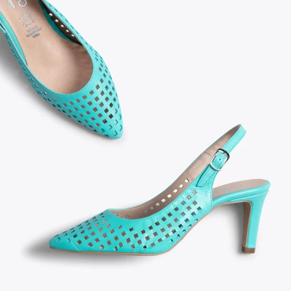 MiMaO ShopOnline AJOURÉ- Chaussure Talon Ouvert TURQUOISE à Petits Trous magasin paris 4