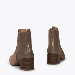 site en ligne MiMaO ShopOnline DUO – Bottines En Cuir TAUPE Avec Imprimé Serpent 13