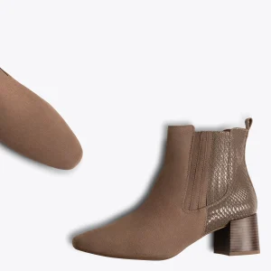 site en ligne MiMaO ShopOnline DUO – Bottines En Cuir TAUPE Avec Imprimé Serpent 11