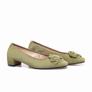 MiMaO ShopOnline FLEUR- Ballerine En Daim Avec Fleur VERT Réductions 11