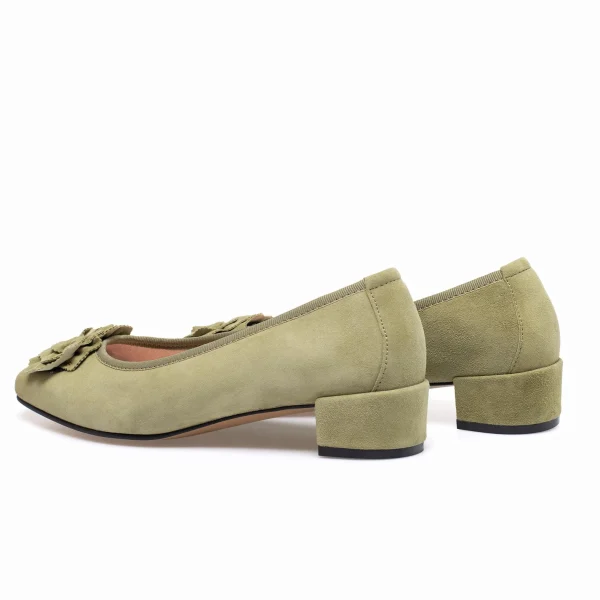 MiMaO ShopOnline FLEUR- Ballerine En Daim Avec Fleur VERT Réductions 4