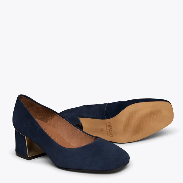 MiMaO ShopOnline FEMME – Escarpins Talon Moyen Et Bout Carré BLEU MARINE soldes luxe 6