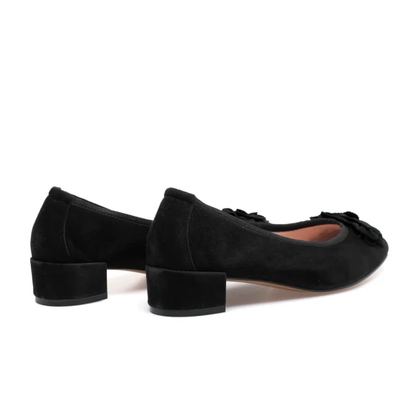 dernière tendance MiMaO ShopOnline FLEUR- Ballerine En Daim Avec Fleur NOIR 5