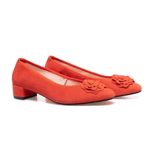 outlet MiMaO ShopOnline FLEUR- Ballerine En Daim Avec Fleur ORANGE 11