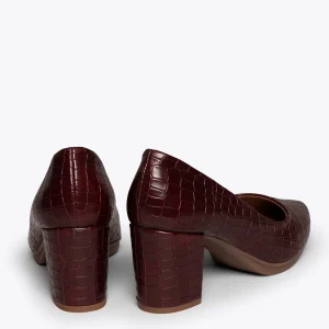 MiMaO ShopOnline URBAN S COCO – Chaussures à Talon BORDEAUX Avec Imprimé Crocodile Retour Gratuit 13