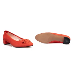 outlet MiMaO ShopOnline FLEUR- Ballerine En Daim Avec Fleur ORANGE 17