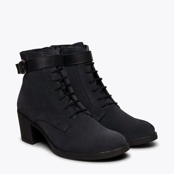 MiMaO ShopOnline TOP – Bottines à Lacets BLEU MARINE à Talon vente à bas prix 3