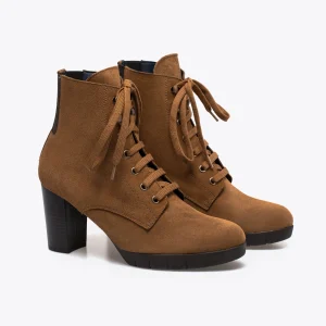 MiMaO ShopOnline LACETS – Botte à Lacets CAMEL Avec Talon boutique en ligne france 10