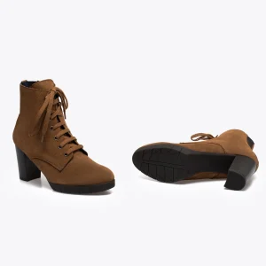 MiMaO ShopOnline LACETS – Botte à Lacets CAMEL Avec Talon boutique en ligne france 16