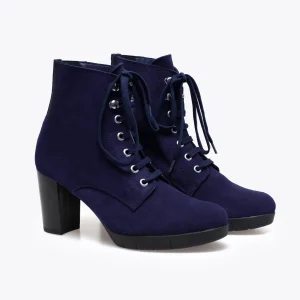 marques de renommée MiMaO ShopOnline LACETS – Botte à Lacets BLEU MARINE Avec Talon 10