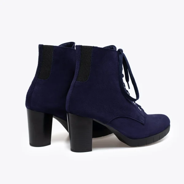 marques de renommée MiMaO ShopOnline LACETS – Botte à Lacets BLEU MARINE Avec Talon 5