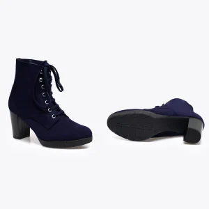 marques de renommée MiMaO ShopOnline LACETS – Botte à Lacets BLEU MARINE Avec Talon 16