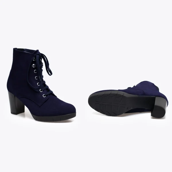 marques de renommée MiMaO ShopOnline LACETS – Botte à Lacets BLEU MARINE Avec Talon 6