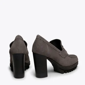 MiMaO ShopOnline TREND – Mocassin à Talon Et Plateforme GRIS Vente 13