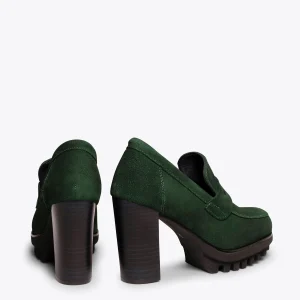 marques de renommée MiMaO ShopOnline TREND – Mocassin à Talon Et Plateforme VERT 13