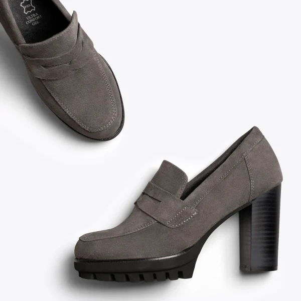 MiMaO ShopOnline TREND – Mocassin à Talon Et Plateforme GRIS Vente 3